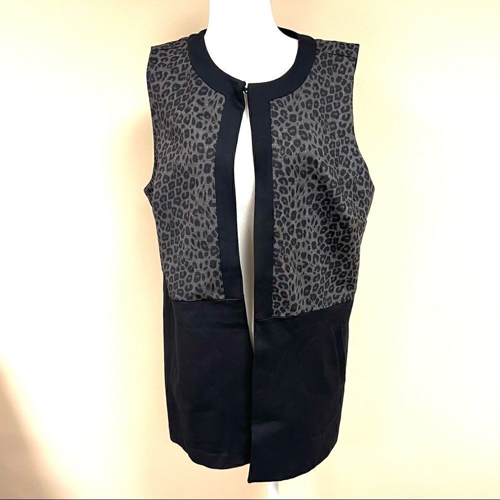 Chicos animal print long vest.  Size Med